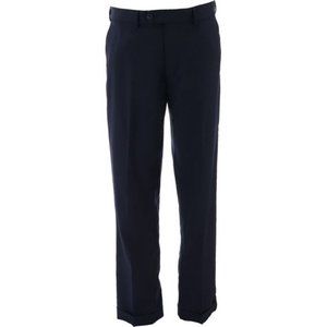 NWT LANDS' END MEN'S YEAR ROUNDER PLAIN FRONT CW WOOL PANTS TRUE NAVY 38, 42